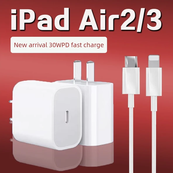 iPad Air 2/3 Uyumlu 30W Hızlı Şarj Başlığı + 1.5m Kablo - 2