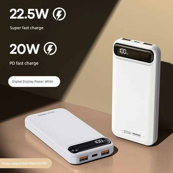 20000mAh Taşınabilir Hızlı Şarj Powerbank - 22.5W - Beyaz
