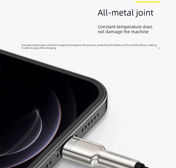 Mini Telefon Data Kablosu 25cm - USB - Type-C Siyah 66W Süper Hızlı Şarj Metal Örgülü - 1 Alana 1 Bedava - 8