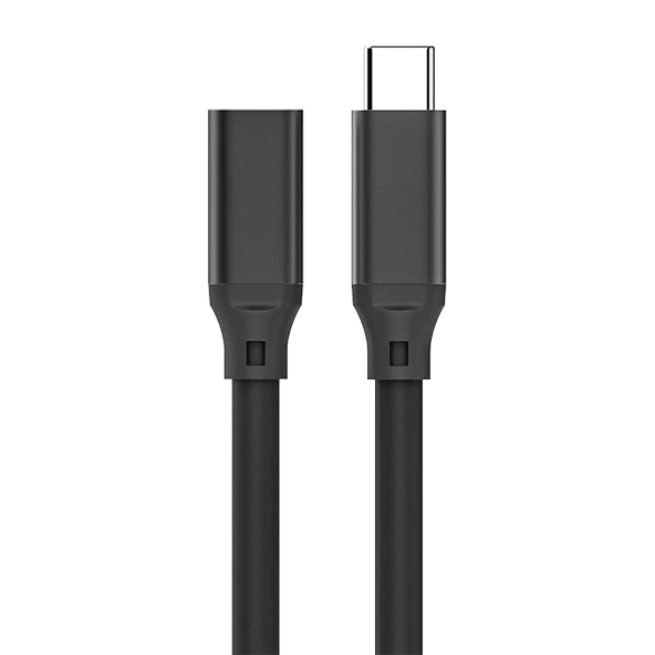 Type-C Erkek - Dişi 90 Derece Dirsek USB 3.1/3.2 Gen2 Data Kablosu 100W - 5m Düz Fiş