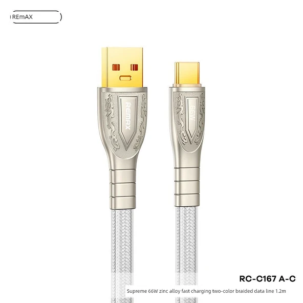 66W USB - Type C Gümüş Şarj Kablosu - 1.2m