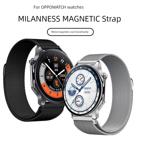 OPPO Watch 4Pro için Milanese Manyetik Kordon - Titanyum Gri - 2