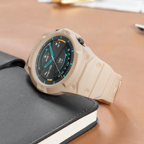 Huawei GT3 46mm Silikon Saat Kordonu - Genç Yetişkin Pudrası