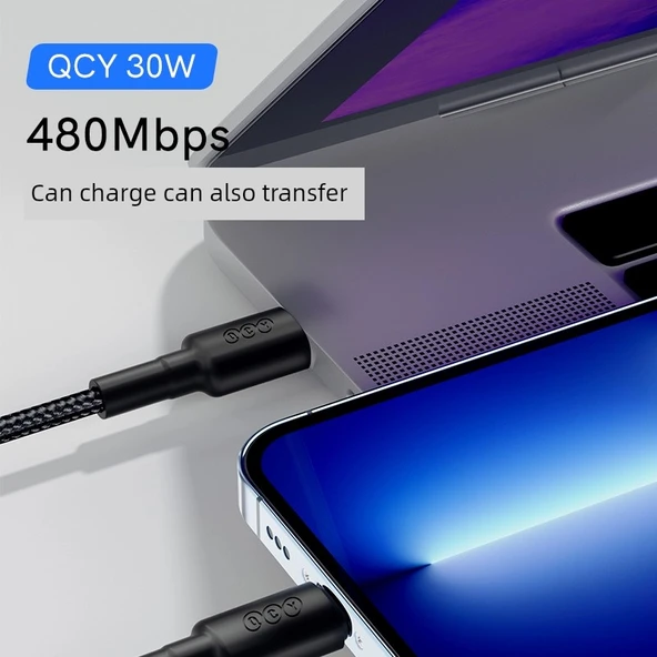 30W Hızlı Şarj Type-C Lightning Kablosu - Siyah - Diğer Uzunluk - 4