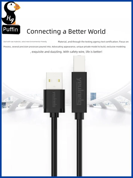 90 Derece Açılı USB 2.0 Yazıcı Kablosu - 2m - Dirsek Altında USB2.0 Baskı Hattı - 3