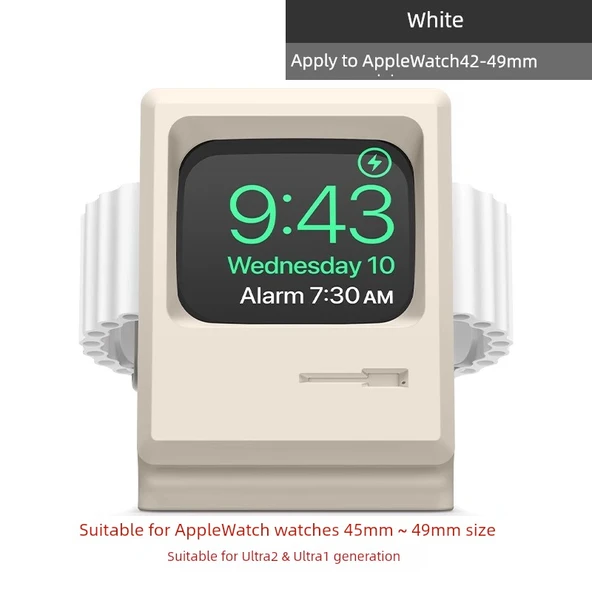 Apple Watch Retro Gri Silikon Stand - 45-49mm Max Büyük Kadran