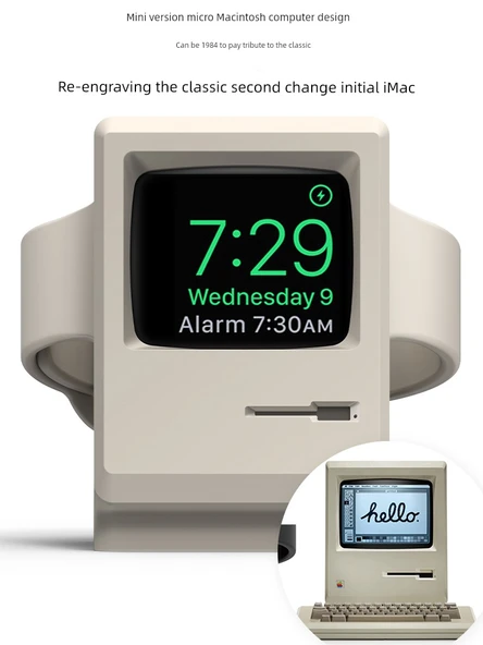 Apple Watch Retro Gri Silikon Stand - 45-49mm Max Büyük Kadran - 2