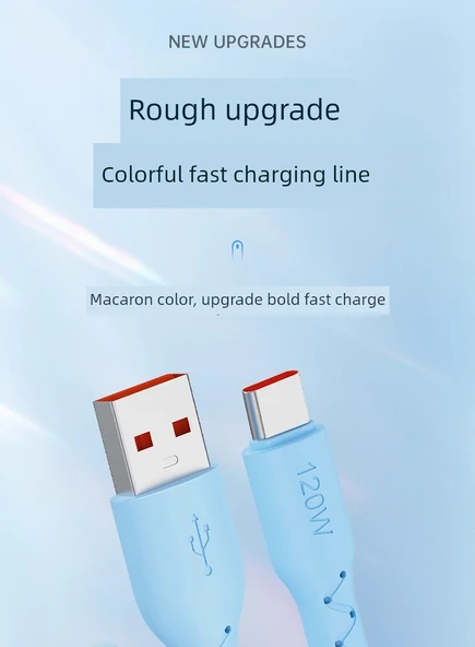 1 Metre USB-C Hızlı Şarj Kablosu - Gök Mavisi - 6