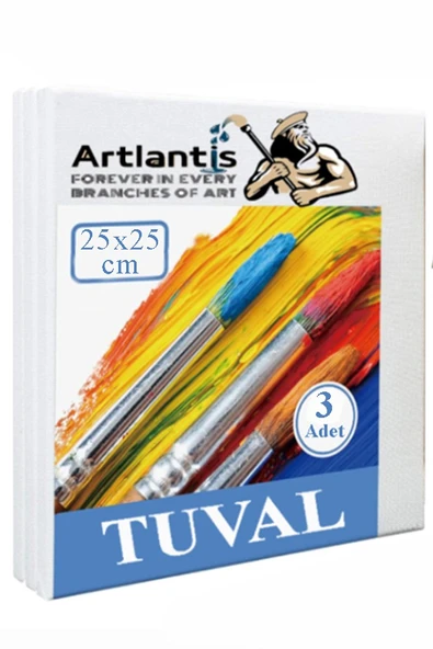 Tuval 25x25 cm Astarlı Kare Tuval 3 Adet Resim Küçük Tuvali 25*25 cm Tual Akrilik Boya Yağlı Boya İçin İdeal