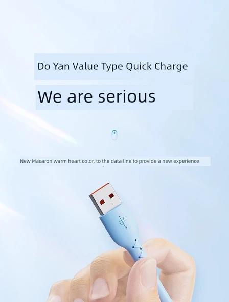 1 Metre USB-C Hızlı Şarj Kablosu - Gök Mavisi - 9