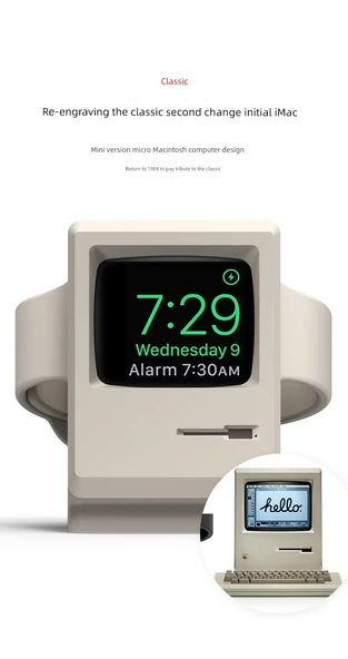 Apple Watch Derin Uzay Siyahı Silikon Stand - 38-44mm Mini Küçük Kadran - 10