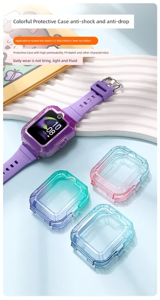 Huawei Çocuk Saati 5 Renkli Gradyan Kılıf İpli - Mavi Yeşil Ucube Balık, 5/5 Vitality Edition - Resim 7