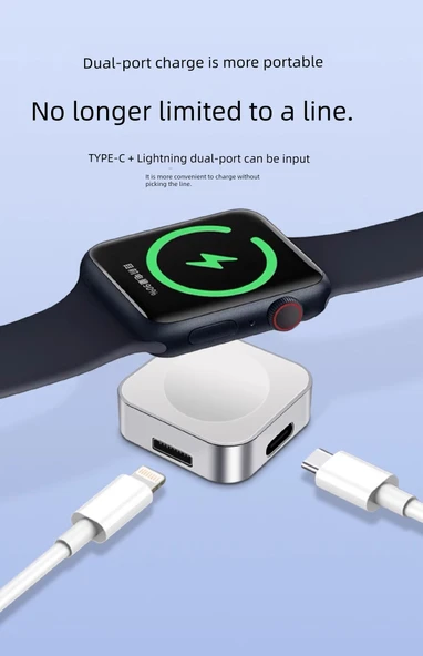 Mini Taşınabilir 3'ü 1 Arada Hızlı Şarj Aleti - Kırmızı iWatch/Telefon/Kulaklık - 7