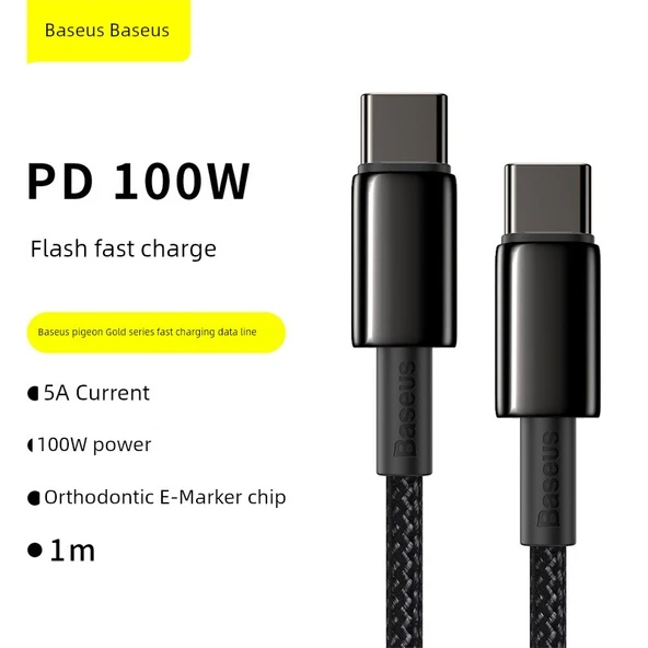 Type-C Şarj ve Data Kablosu - 1 Metre - Tungsten Altın-Siyah
