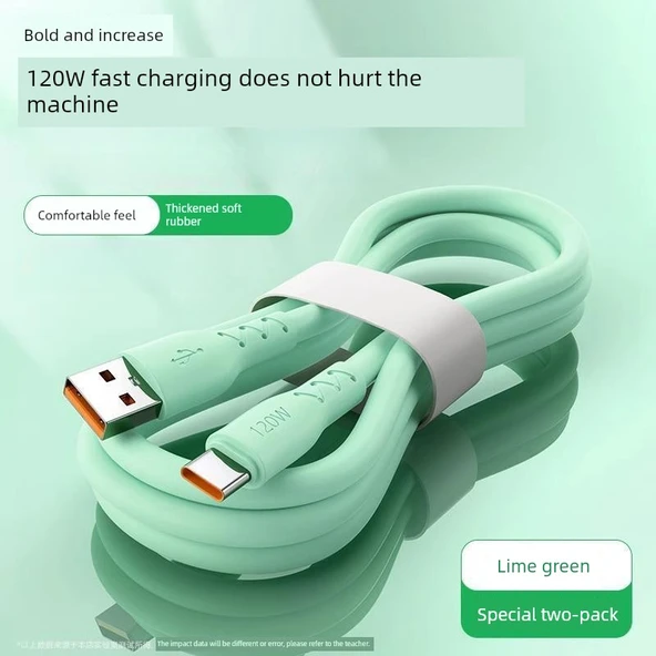 1.5 Metre USB-C Hızlı Şarj Kablosu (2'li Paket) - Limon Yeşili
