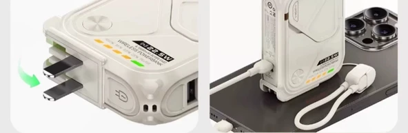 10000mAh Mıknatıslı MagSafe Kablosuz Hızlı Şarj Powerbank - Mürekkep Siyahı - 6