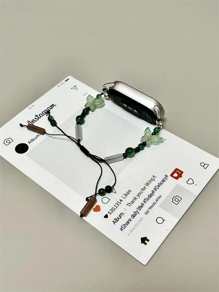 Xiaomi Bileklik 3/4 Uyumlu Çift Mavi Kelebek Boncuklu Kordon - 3