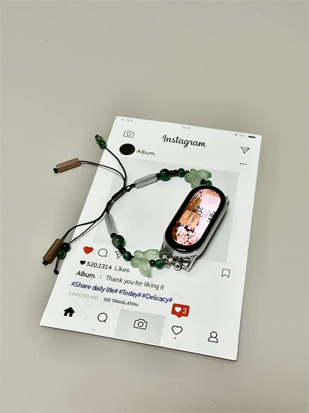 Xiaomi Bileklik 3/4 Uyumlu Çift Mavi Kelebek Boncuklu Kordon - 2
