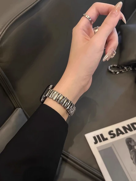 Xiaomi Bracelet 9Pro için Asimetrik Metal Kelebek Tokalı Kayış - Siyah - 9