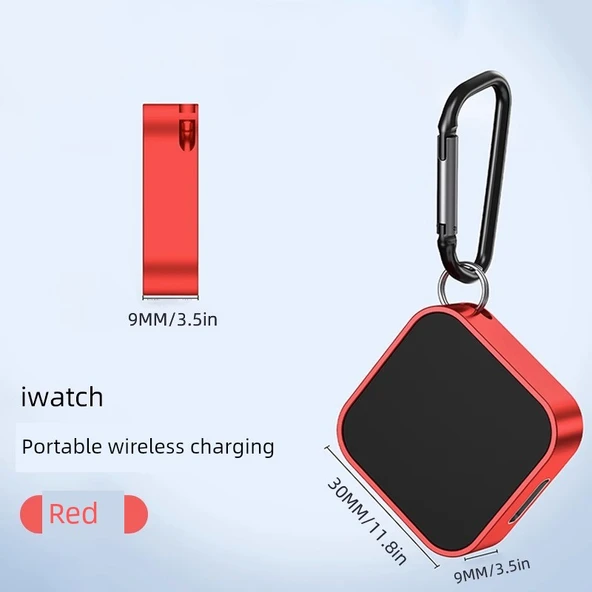 Mini Taşınabilir Hızlı Kablosuz Şarj Aleti - Kırmızı Lightning + Type-C
