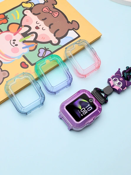 Huawei Çocuk Saati 5 Renkli Gradyan Kılıf İpli - Mavi Yeşil Ucube Balık, 5/5 Vitality Edition - Resim 2