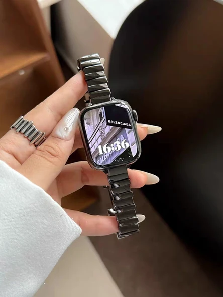 Xiaomi Bracelet 9Pro için Asimetrik Metal Kelebek Tokalı Kayış - Siyah