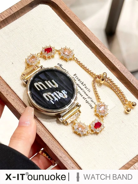 Huawei Watch4 46mm (22mm Arayüz) Mavi Elmas Altın Bakır Zincir Akıllı Saat Kordonu - 4