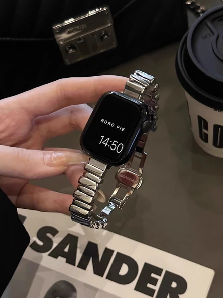 Xiaomi Bracelet 9Pro için Asimetrik Metal Kelebek Tokalı Kayış - Siyah - 7