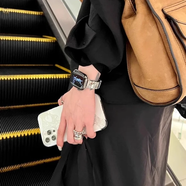 Xiaomi Bracelet 9Pro için Asimetrik Metal Kelebek Tokalı Kayış - Siyah - 4