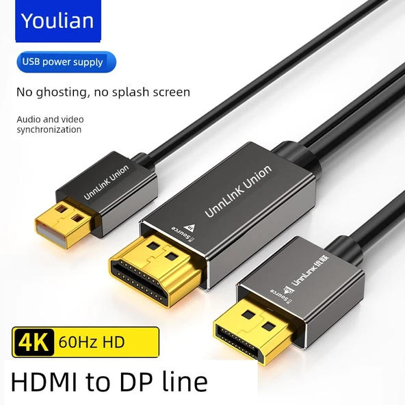 HDMI - DisplayPort Dönüştürücü Kablo - 1.8m Alaşım