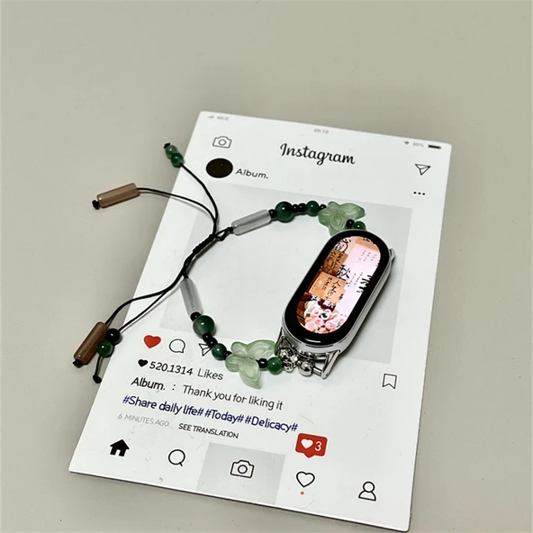 Xiaomi Bileklik 3/4 Uyumlu Çift Mavi Kelebek Boncuklu Kordon - 7