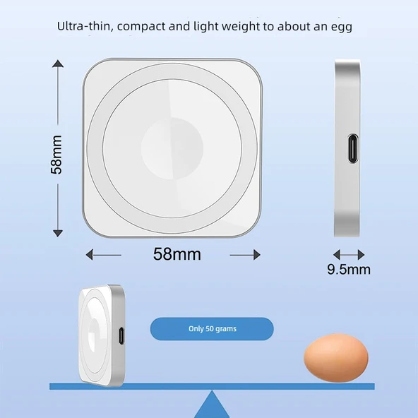 Mini Taşınabilir 3'ü 1 Arada Hızlı Şarj Aleti - Gümüş iWatch/Telefon/Kulaklık