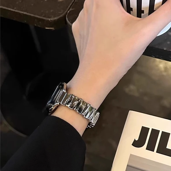 Xiaomi Bracelet 9Pro için Asimetrik Metal Kelebek Tokalı Kayış - Siyah - 3