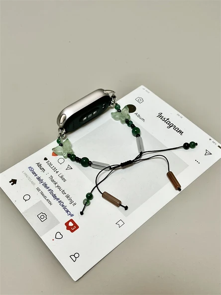 Xiaomi Bileklik 3/4 Uyumlu Çift Mavi Kelebek Boncuklu Kordon - 6