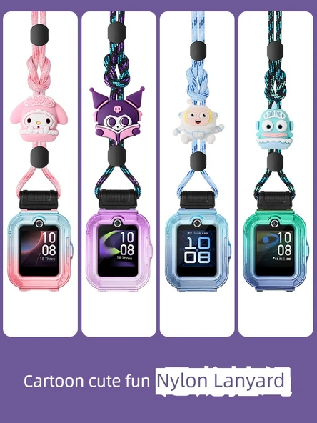 Huawei Çocuk Saati 5 Renkli Gradyan Kılıf İpli - Mavi Yeşil Ucube Balık, 5/5 Vitality Edition - Resim 3