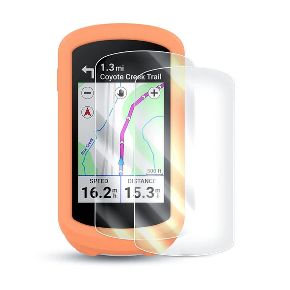 Garmin Edge Explore 2 Turuncu Kılıf + 2 Temperli Film