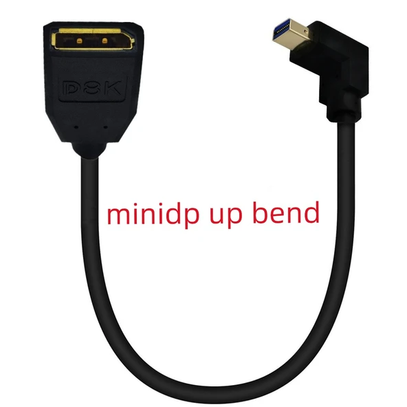 8K Altın Kaplama Mini DisplayPort - DP Adaptör Kablosu - 0.3m Yukarı Bükümlü