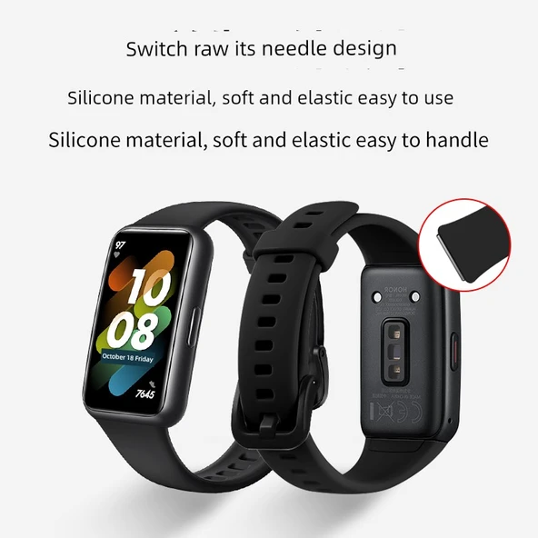 Huawei Bileklik 8/8NFC/9/9NFC Uyumlu Silikon Kordon - Gece Yarısı Mavisi - Resim 5