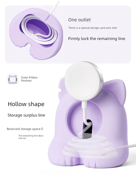 Manyetik Apple Watch Şarj Standı - Beyaz Kedi Tabanlı - 4
