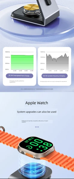 3'ü 1 Arada Kablosuz Şarj Aleti - iPhone, iWatch, AirPods - Saat Hediyeli - 11