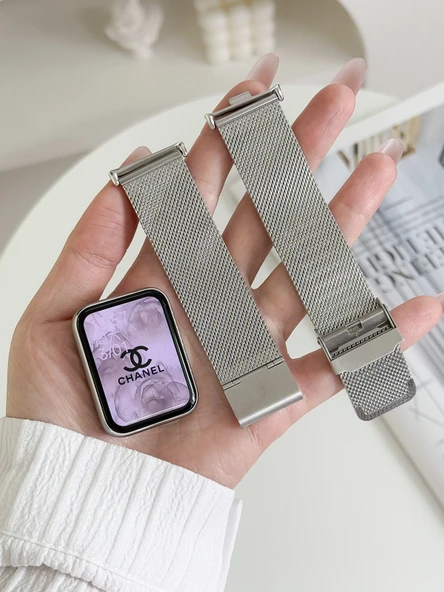 Xiaomi Bileklik 9Pro/8Pro Paslanmaz Çelik Kordon - Siyah - 5