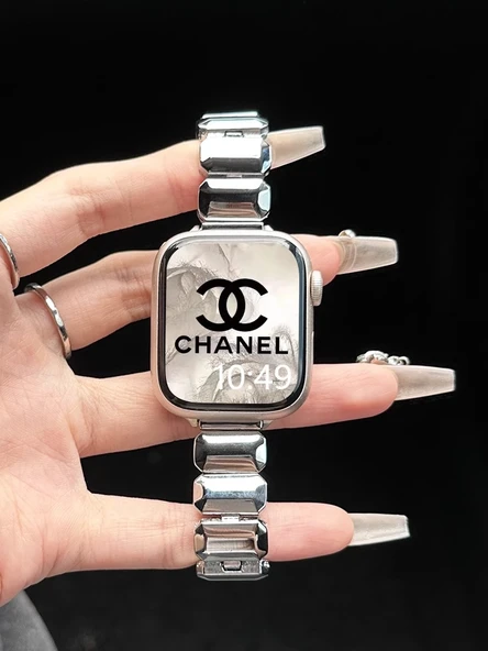 Apple iWatch SE/6/5/4 40mm için Gümüş Metal Kelebek Tokalı Saat Kordonu