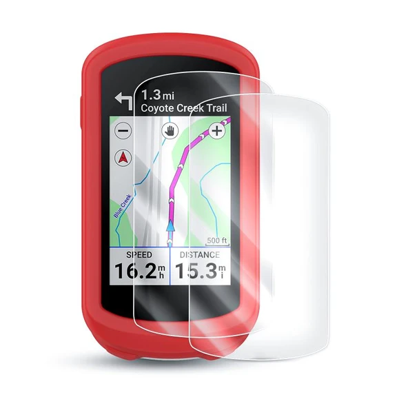 Garmin Edge Explore 2 Kırmızı Kılıf + 2 Temperli Film