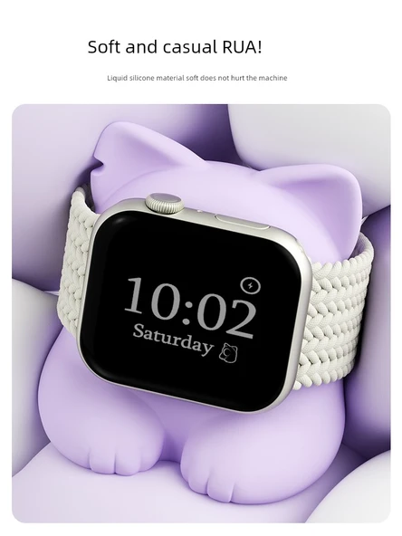 Manyetik Apple Watch Şarj Standı - Beyaz Kedi Tabanlı - 6