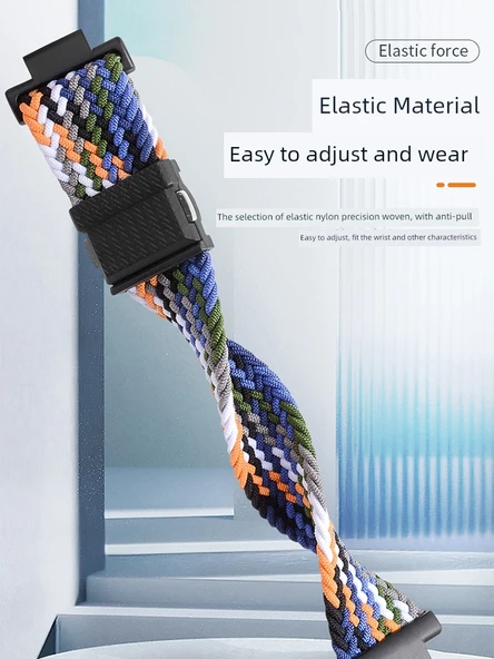 Huawei 5 New Yao Edition Mıknatıslı Tokalı Örgü Kordon - Mavi (Model 2) - 5
