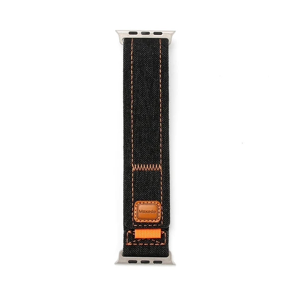 Apple Watch 42/44/45/46/49mm Koyu Siyah Cırt Cırtlı Kordon