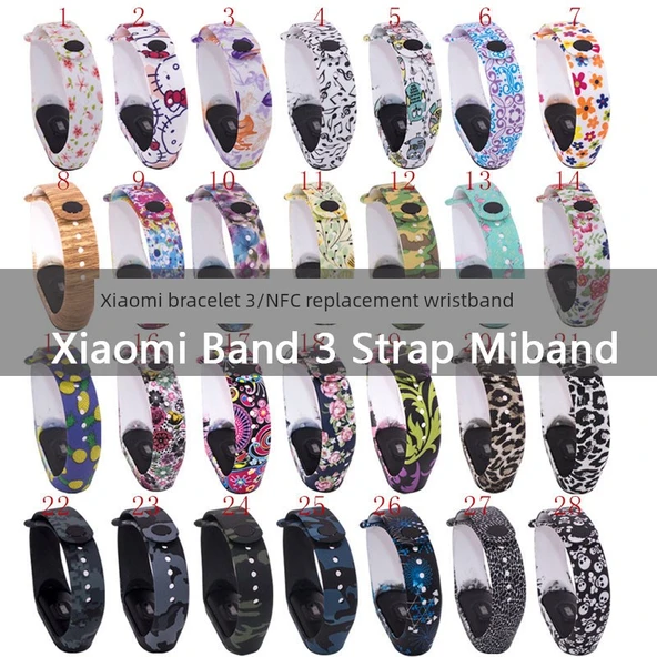 Xiaomi Mi Band 3/4 Pembe Kelebek Desenli Silikon Kordon - 7