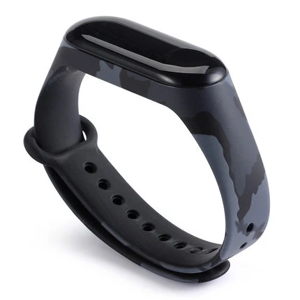 Xiaomi Mi Band 3/4 Gri Kamuflaj Desenli Silikon Kordon
