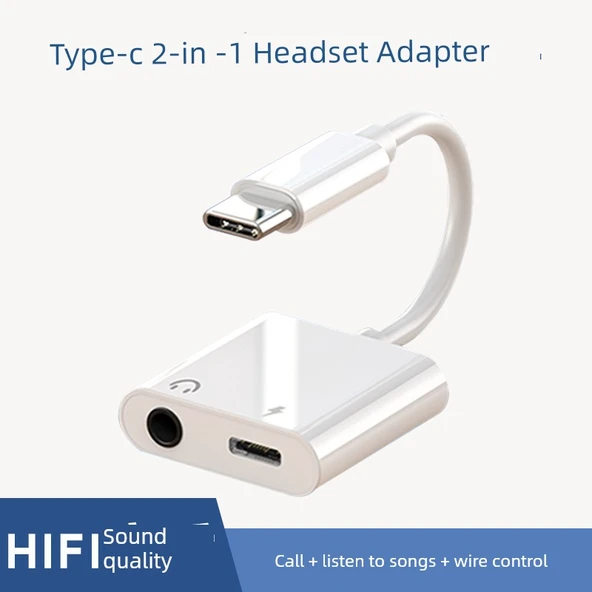 2'si 1 Arada Type-C - 3.5mm Dijital Ses Çevirici Adaptör - Tekli Paket