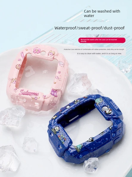 Huawei Kids Watch 5Pro Uyumlu Mavi ve Yeşil Renkli Koruyucu Kılıf ve Temperli Film - 4